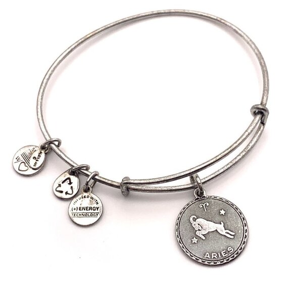 Alex and Ani Aries Zodiac Charm Bracelet Silver Finish - Expands 2"- 3.5" - Picture 1 of 2